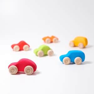 Colored Wooden Cars - 6stk