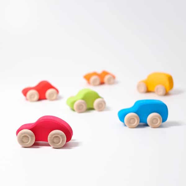 Colored Wooden Cars - 6stk